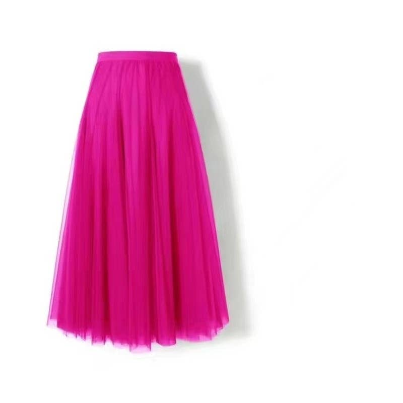 Plush Looks - Wholesale Skirt - Women's - Midi Pleated Tulle Skirt5