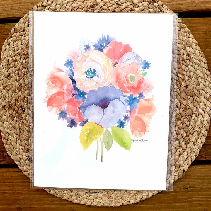 Watercolor FloralsPinks and Purples Fine Art Print 8.5 x 11 for wholesale by Angi Bock Robertson Art