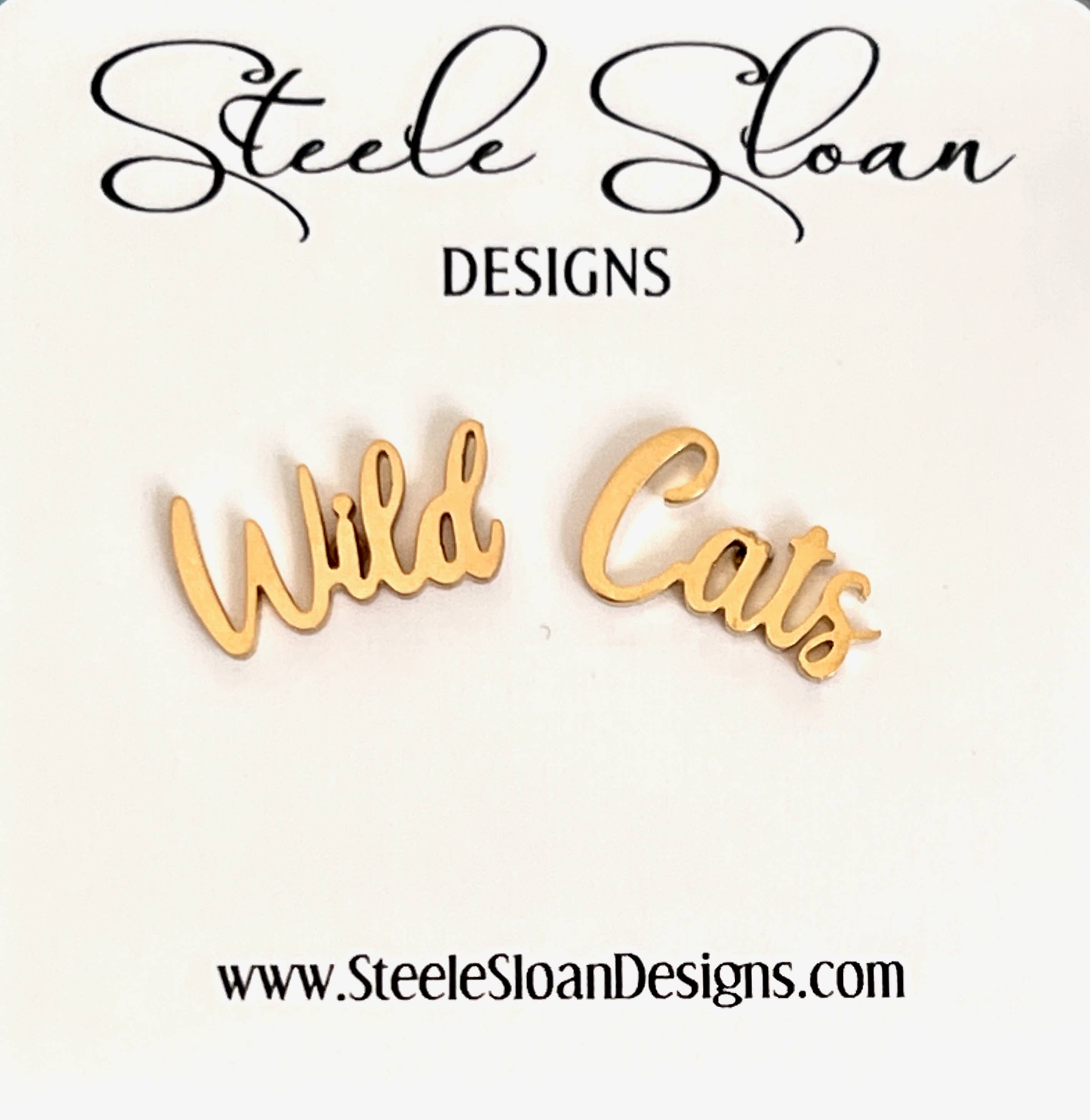 Steele Sloan Designs - Wholesale Stud/Post Earrings - Cute Wild Cat Name Earrings, Gift for Wildcat Fan, Go Cats!