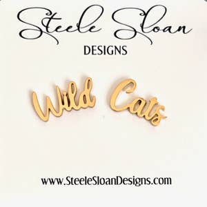 Wildcats Mascot Wood Earrings