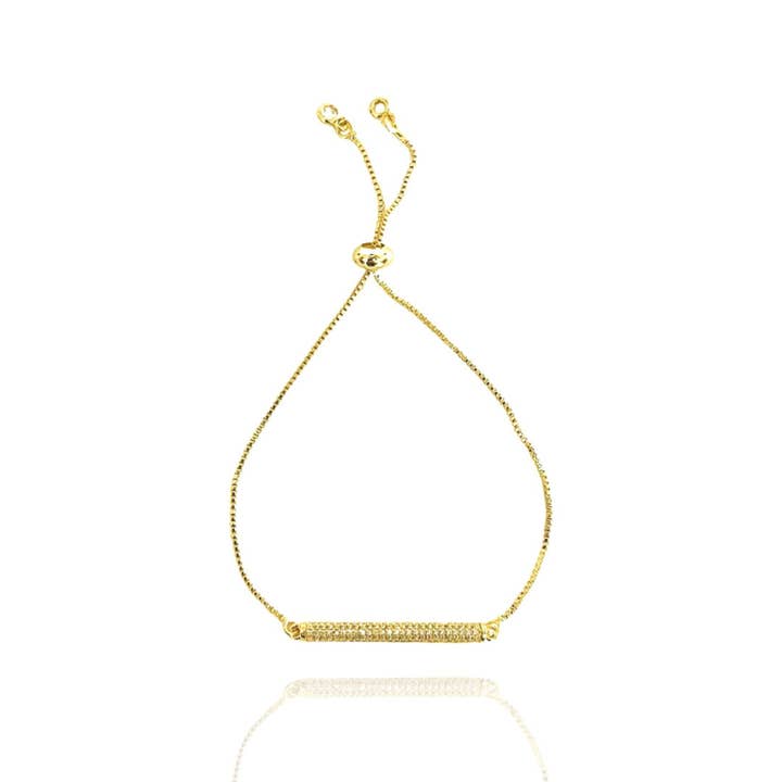 The Gold Pave Crystal Bar Adjustable Bracelet - Modern Layer for wholesale by Hudson and Birch