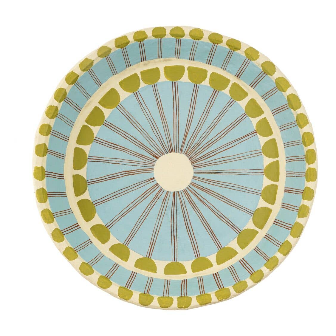 Indaba Trading - Wholesale Decorative Tray - Painted Paper Mache Tray L, Blue Stripe1