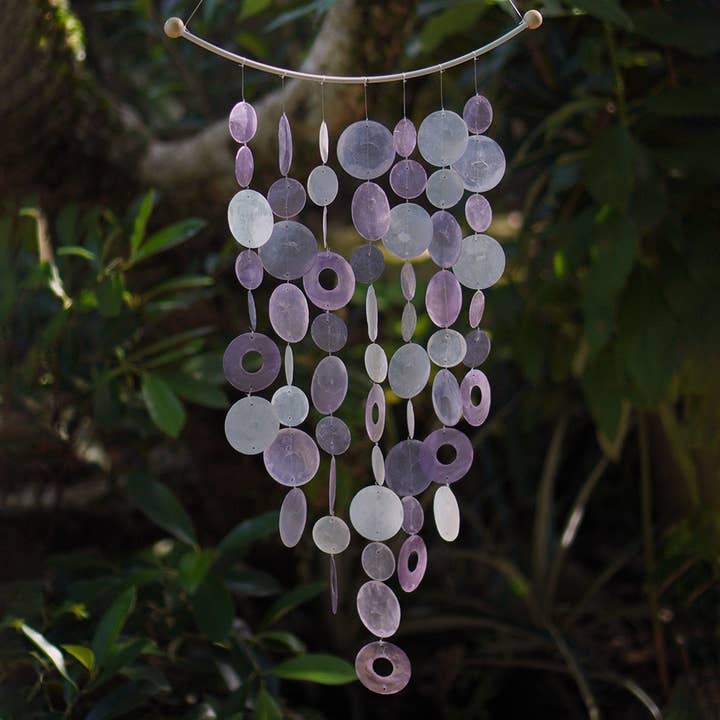 Capiz Chime Inverted Arch | Lavender for wholesale by Balizen by zen zen garden home