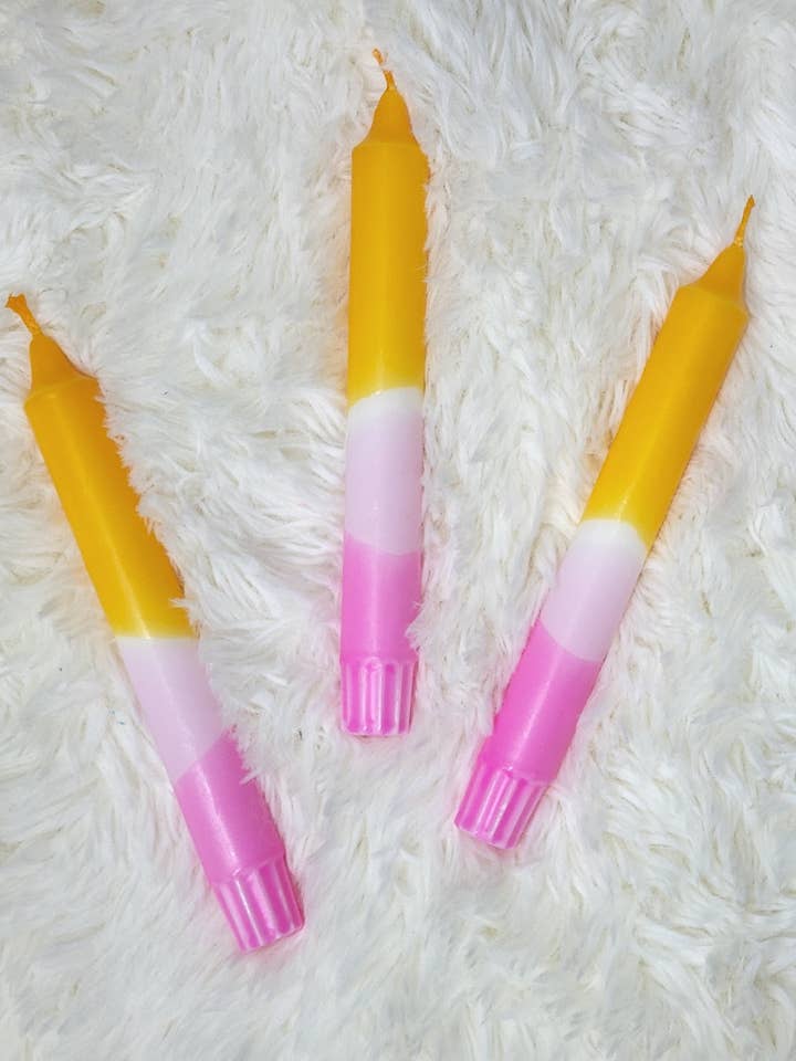 ORANGE POPSICLE Dip Dyed Candles for wholesale by Coloured Candles