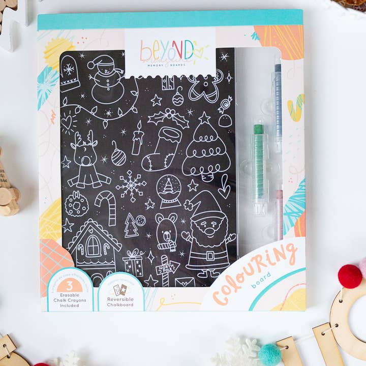 Christmas Reusable 8"x11" Colouring Board with 3 Crayons for wholesale by Beyond Measure Boards