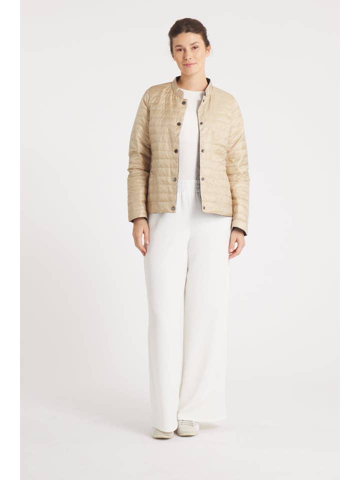 Cotes of London - Vendita all'ingrosso Piumino - Donna - Il Leicester in Matte | Giacca Piumino Reversibile 2 in 1 | Cammello / Avorio4