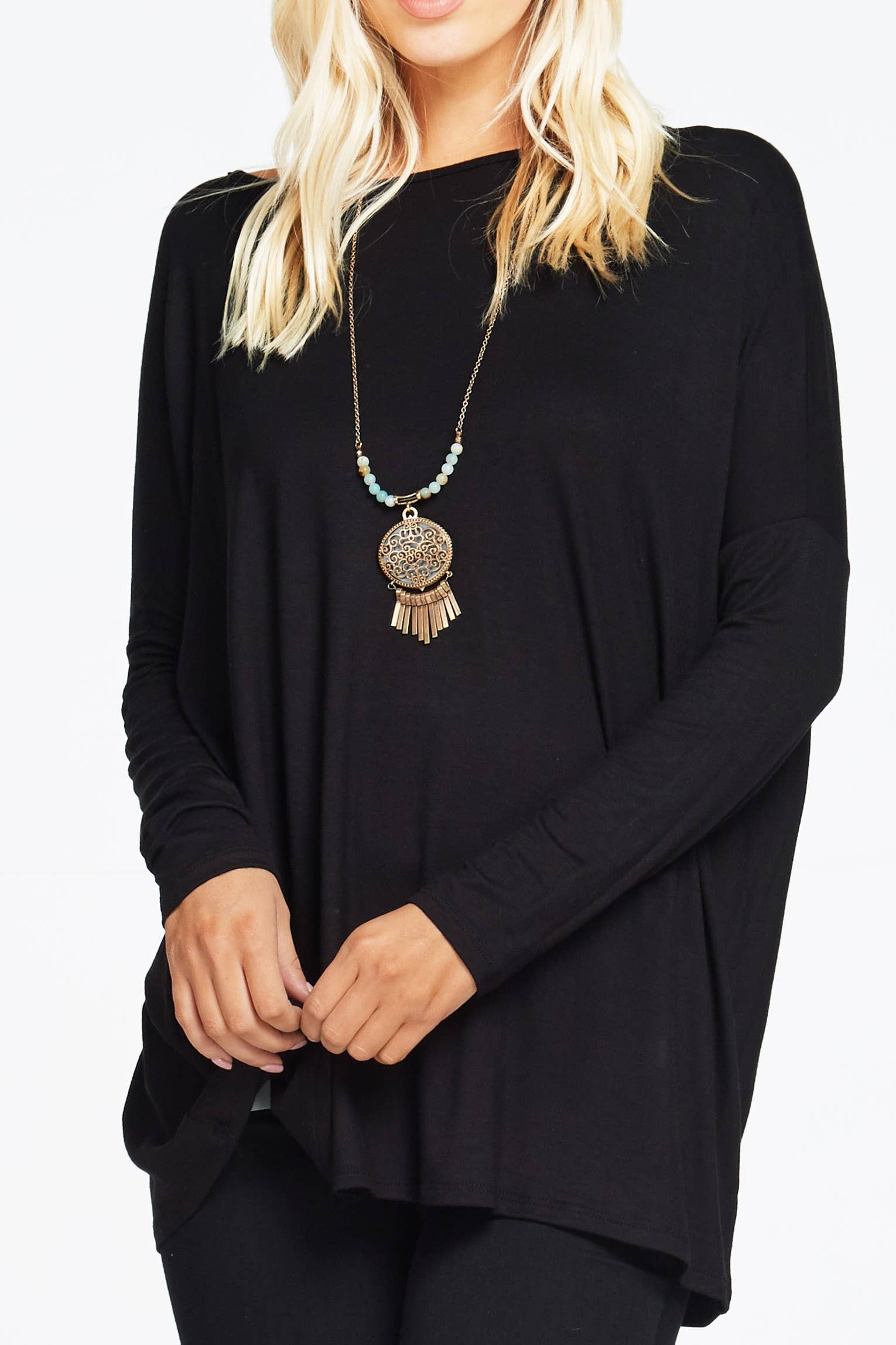 A.gain - Wholesale Tunic - Women's - 10130LP07 Heavy Weight Rayon Jersey Long Sleeve Plus Top