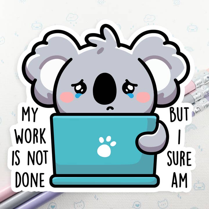 Autocollant de travail Koala pour la vente par FunUsual Suspects