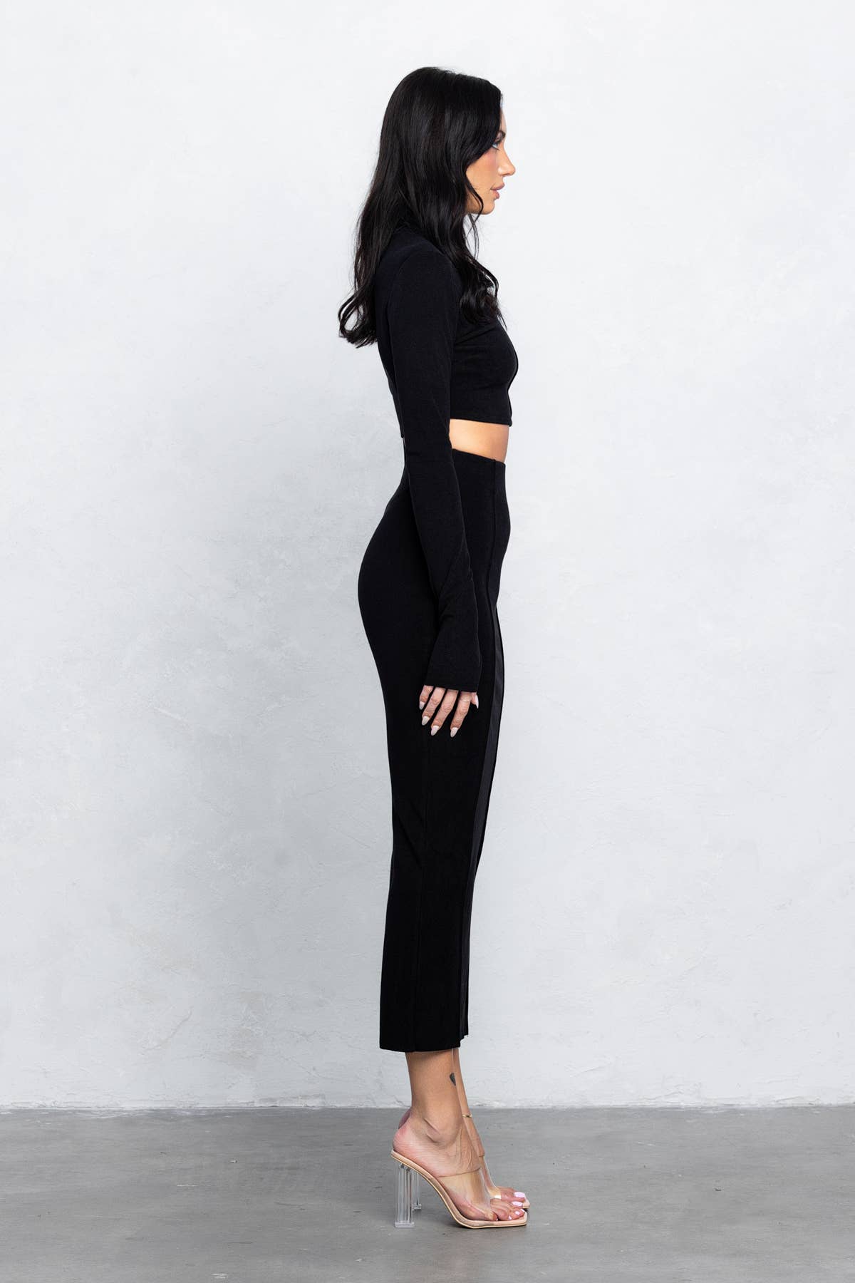 No Vacancy - Venta al por mayor Conjuntos de top y falda - Mujer - Conjunto de top de punto ultra suave de doble cara y falda larga1