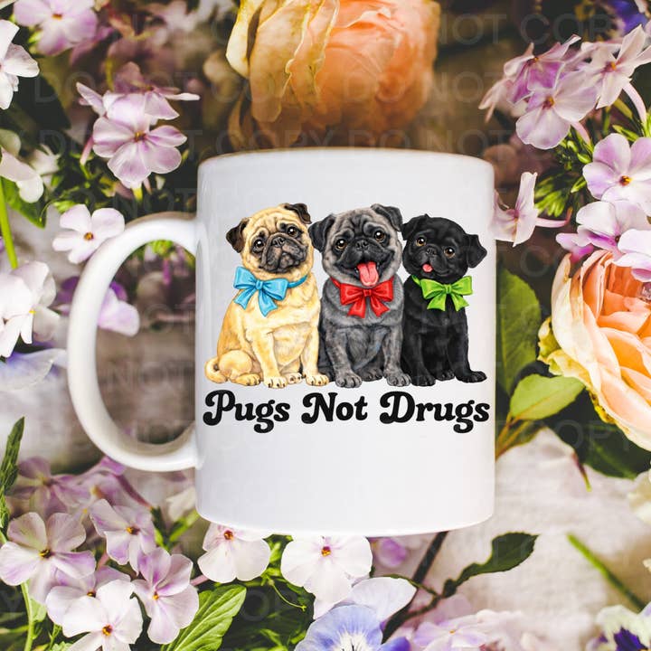 Pugs Não Dr*gs, Caneca de Café para Amantes de Cães por atacado de Ace the Pitmatian Co