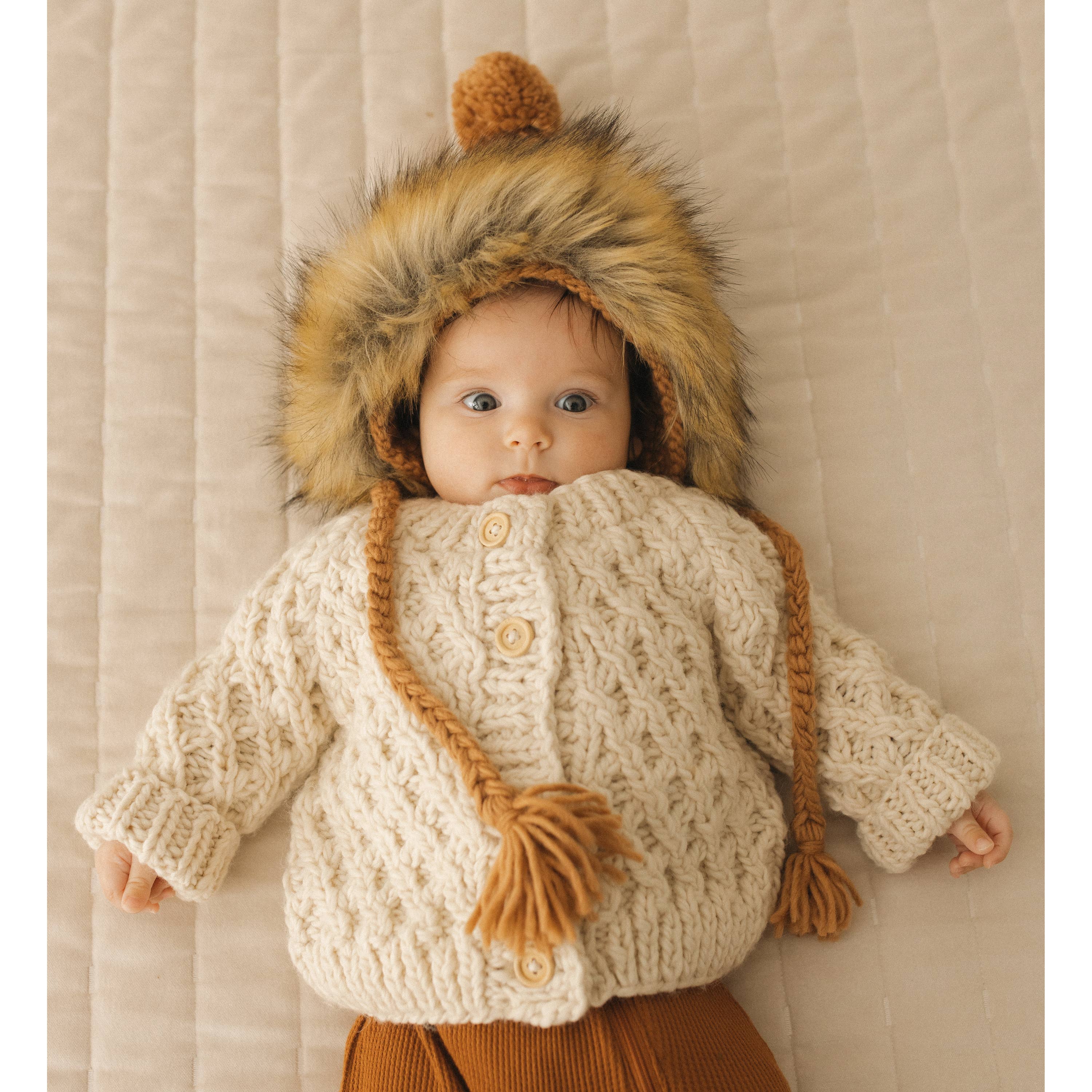Huggalugs - Wholesale Cardigan - Baby - Waffle Cardigan Sweater Natural Baby & Toddler1