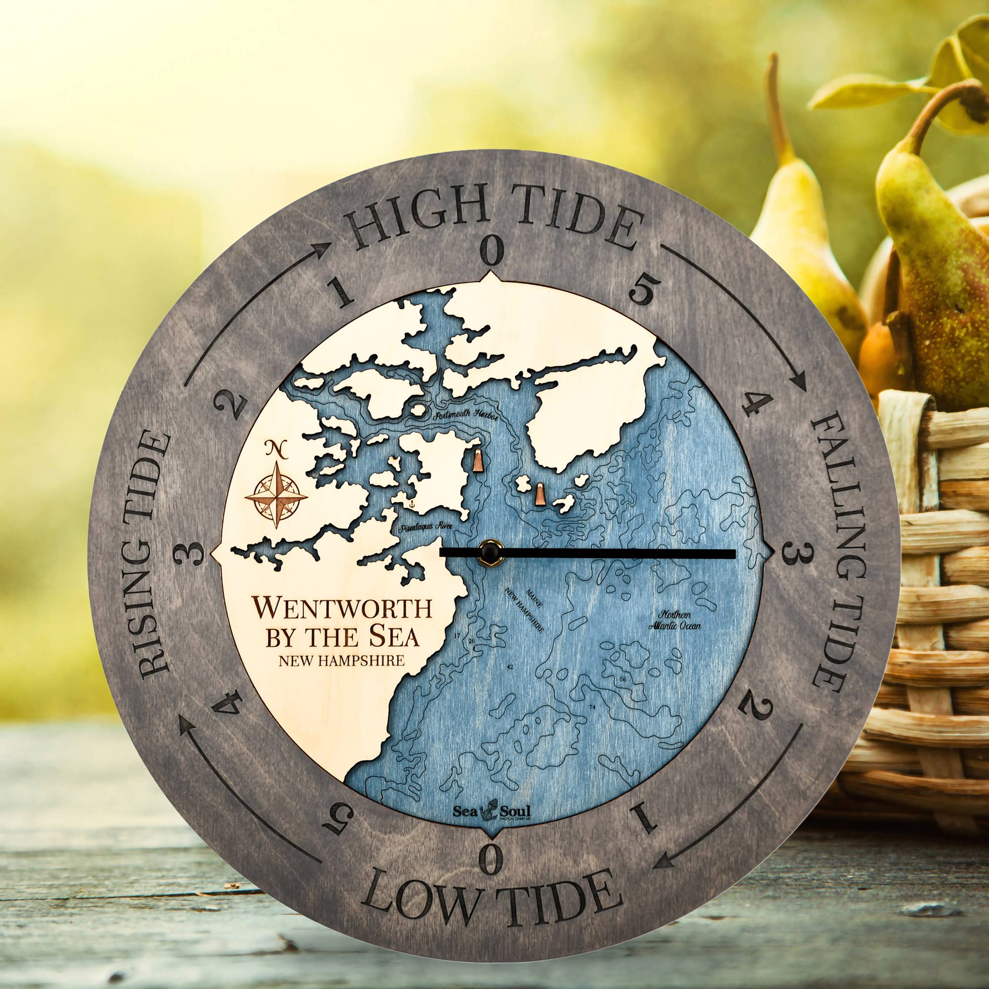 Sea & Soul Nautical Chart Art – Relógio de parede por atacado – Relógio de Marés de New Hampshire - Várias Localizações - 2 Níveis6