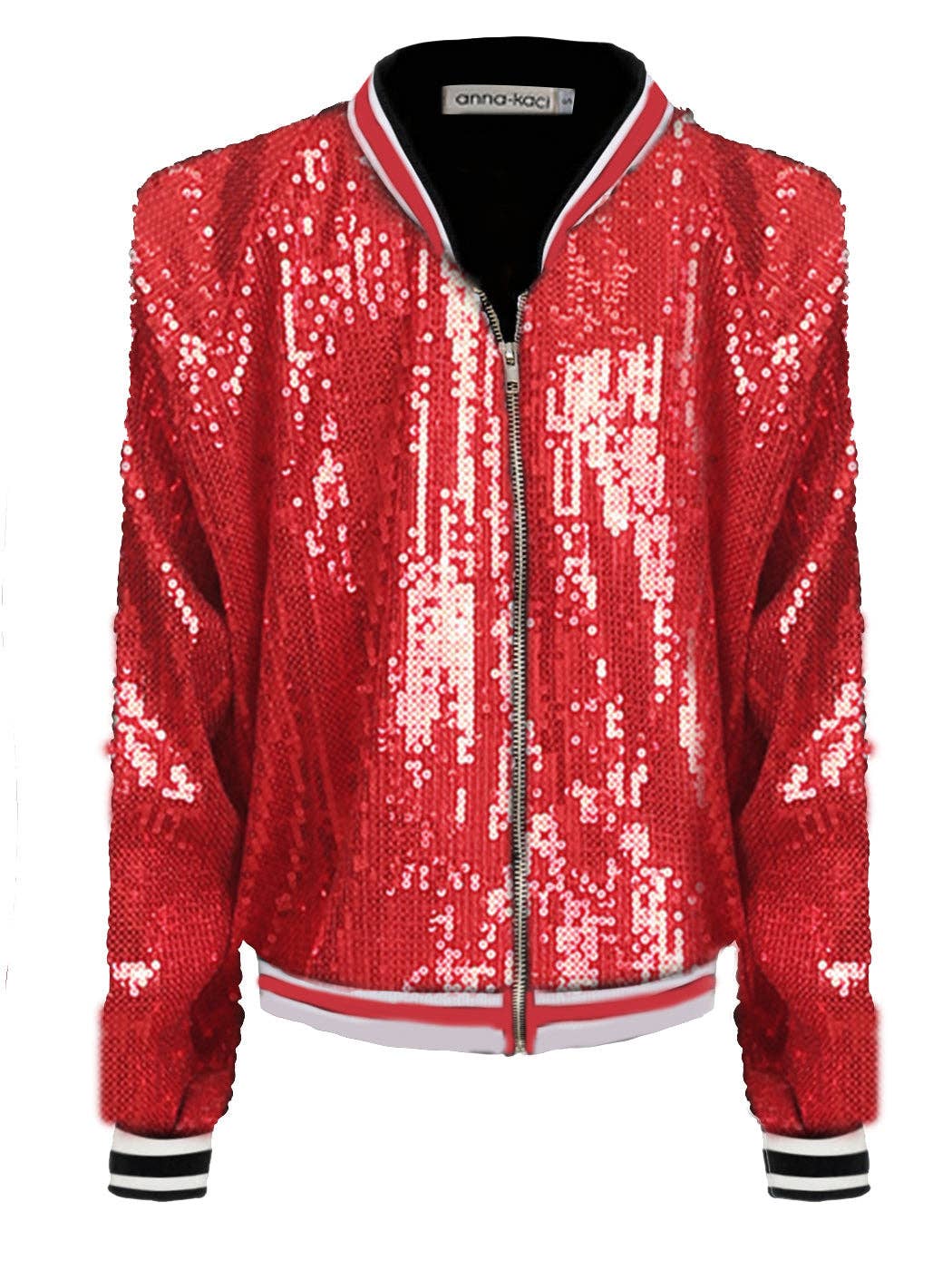 Anna Kaci Wholesale - Wholesale Varsity/Baseball Jacket - Women's - Striped Metallic Sequin Varsity Jacket5