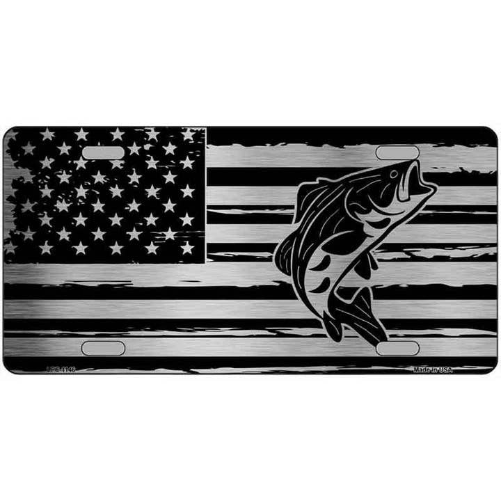 Patriotic Bass Novelty Metal License Plate LPC-1146 for wholesale by Smart Blonde
