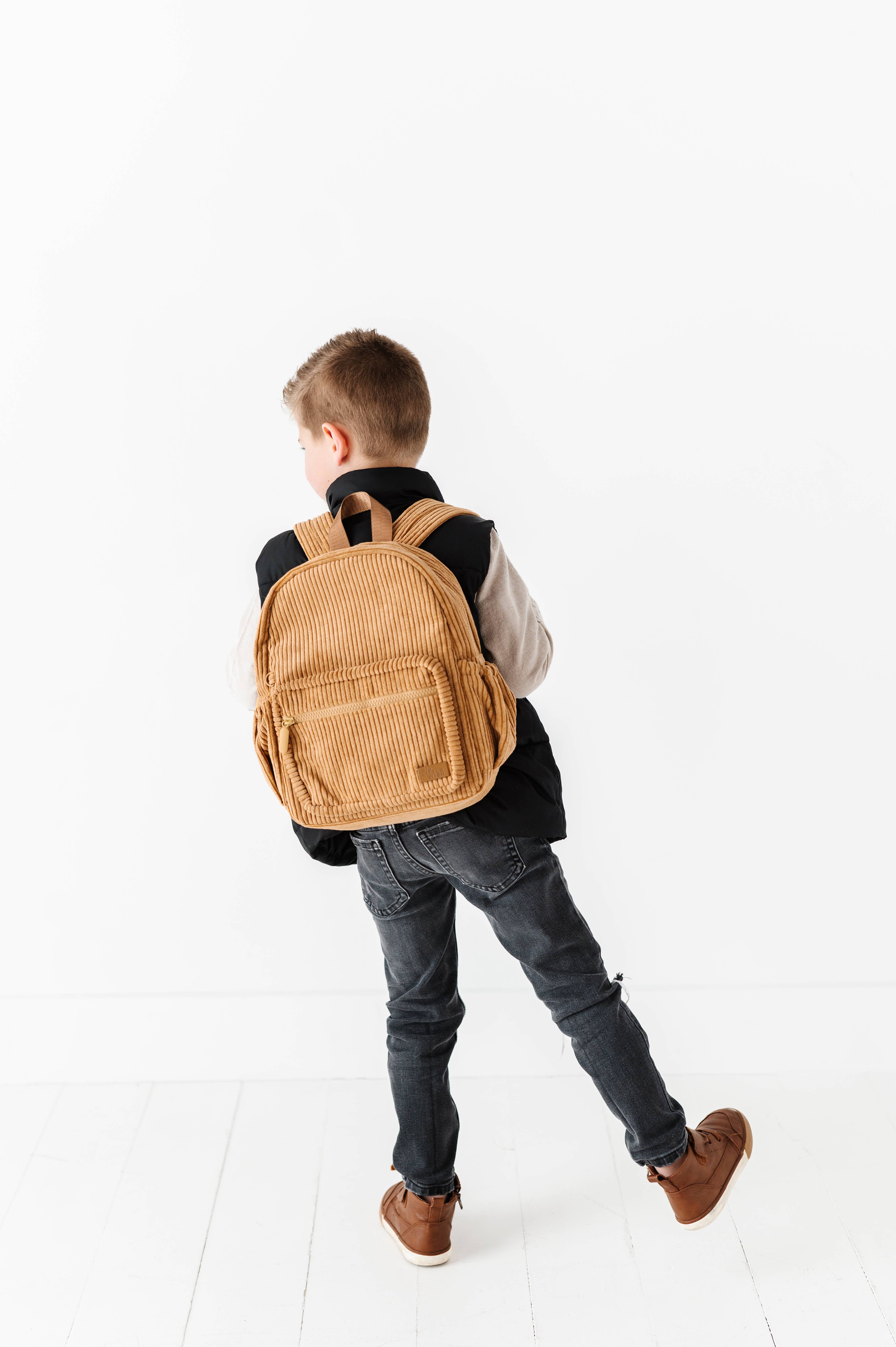Big Little Wish - Wholesale Backpack - Kids - The Play Date Mini Backpack- Camel Corduroy3