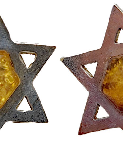 Davidsstjärna örhänge med citronbärnsten från Baltikum för wholesale av Mia's Polish Treasures