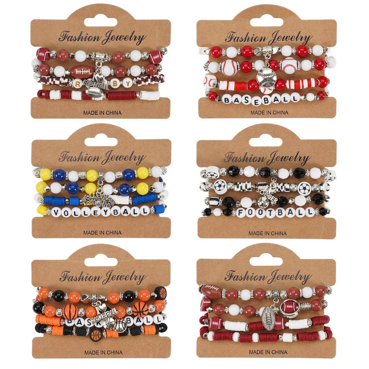 NINEXIS - Wholesale Jewelry Set - CWMM10450_SPORTS CHARM BRACELET SET BASKETBALL FOOTBALL9