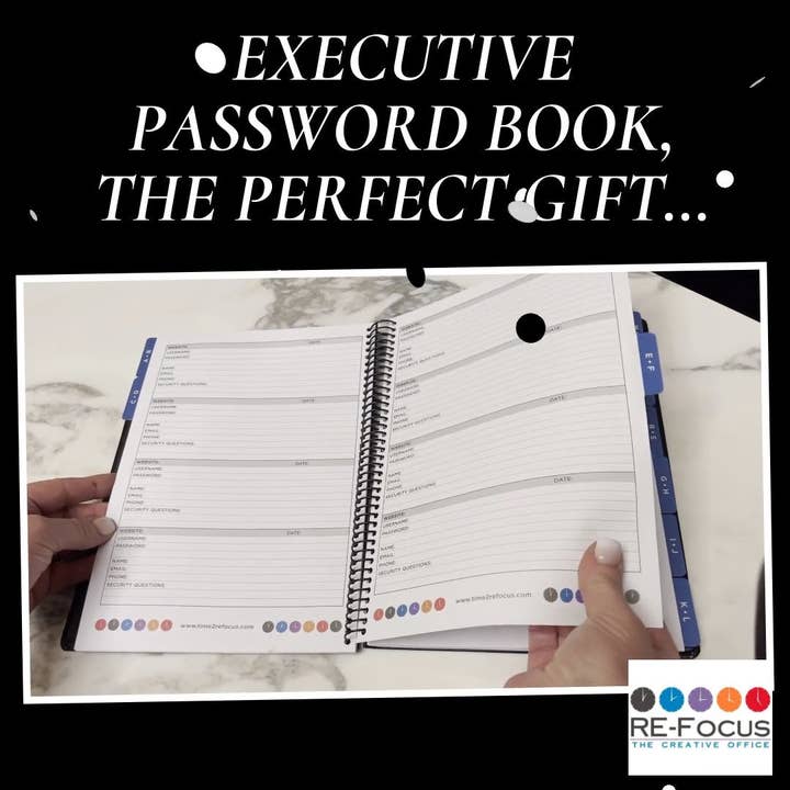 RE-FOCUS THE CREATIVE OFFICE - Wholesale Address Book - Gift item Exec. Password Keeper Book Faux-Leather Cover10