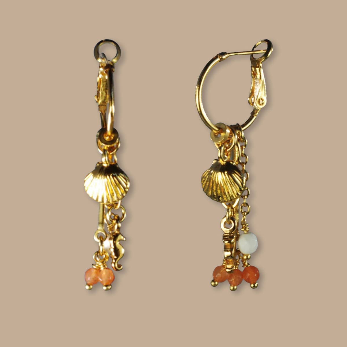 Jazu Jewellery - Wholesale Dangle Earrings - Nona earrings with gold charms and semi-precious stones2
