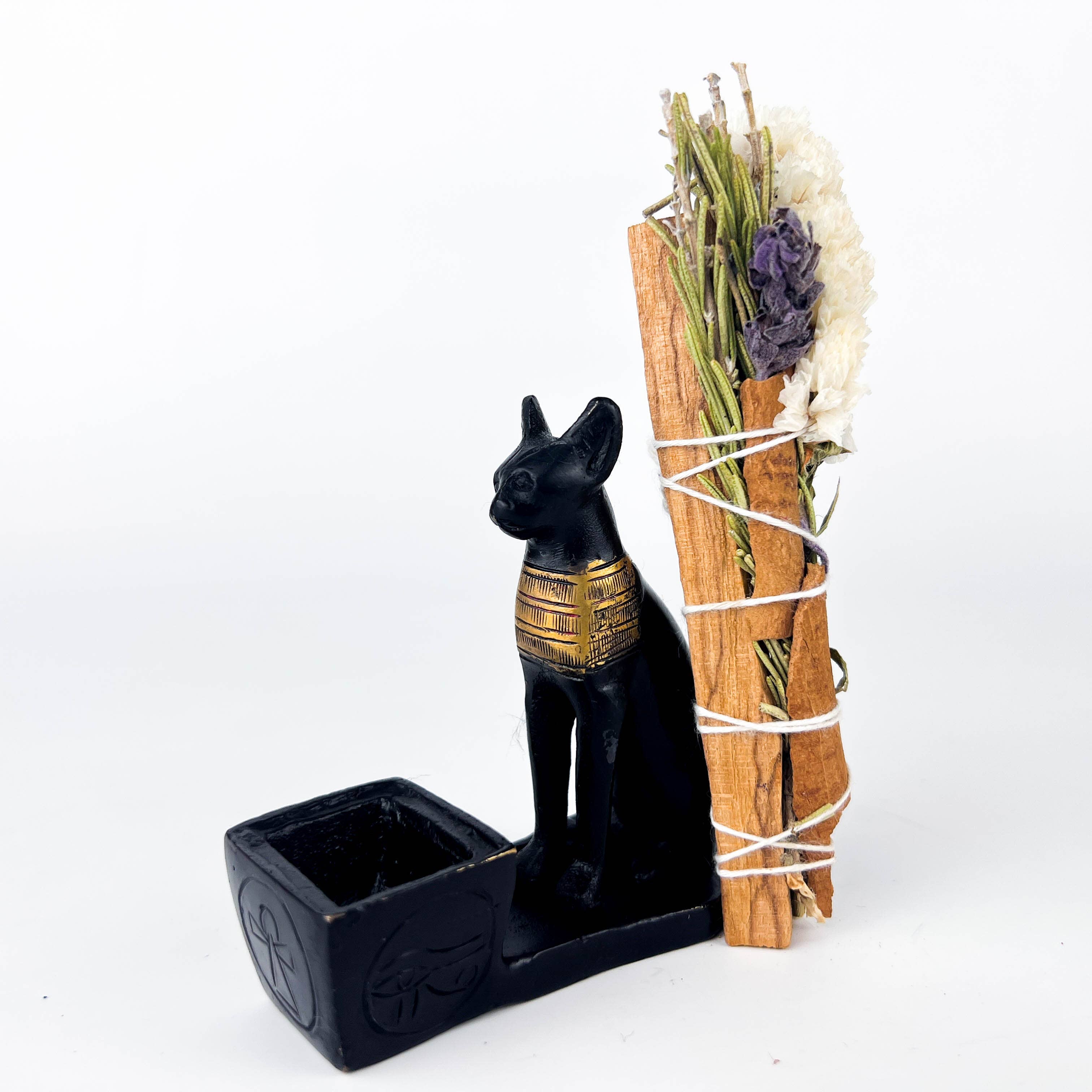 GREENROOTS USA LLC – Porta-incenso por atacado – Queimador de Latão Egípcio Bast com Acabamento em Bronze (Preço por Unidade)5