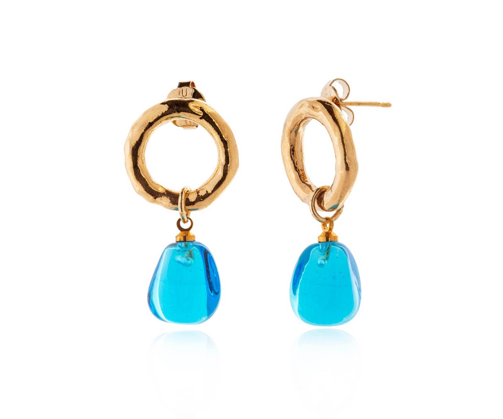 Chama Navarro – Brincos de argola por atacado – Brincos médios LALETI com argola e vidro de Murano0