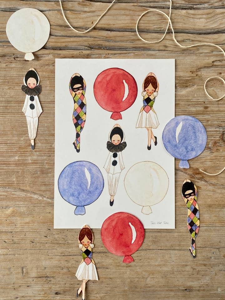 Columbine, Harlequin and Pierrot for wholesale by Tall Hat Tales