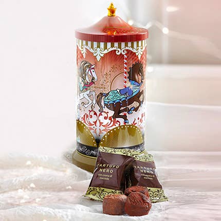 CYLINDRICAL TIN CONTAINER WITH TRUFFLES for wholesale by BSC Spa