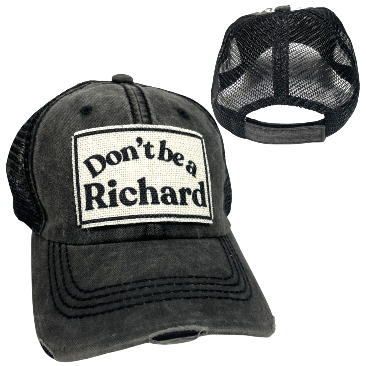 dkhandmade - Vente Casquette de camionneur – unisexe - CASQUETTE DE BASEBALL DON'T BE A RICHARD | CHAPEAU UNISEXE | EFFET VIEILLI3