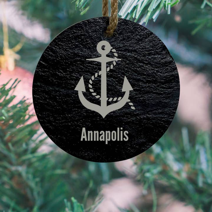 Custom Anchor Slate Ornament - Personalized City/State Name for wholesale by Mermaid of Hilton Head