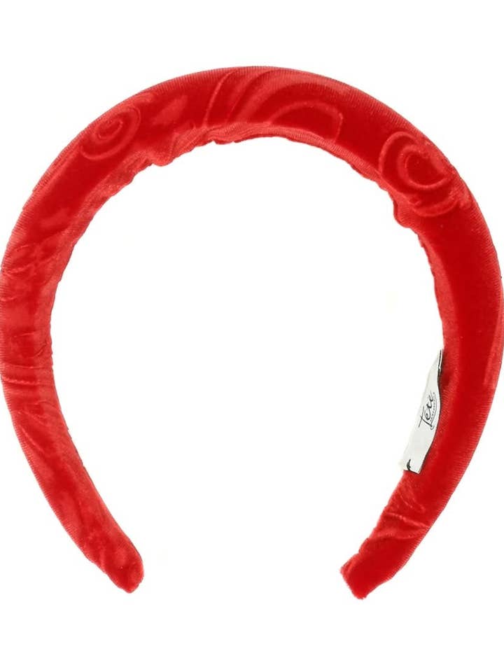 Rode Devoré fluwelen gebogen hoofdband voor wholesale door Tétè Accessories