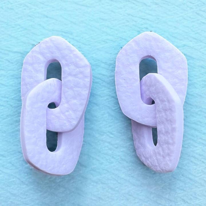 Handgemachte Kettenglied Statement Ohrringe aus Polymer Clay für den Großhandel von neon n nude