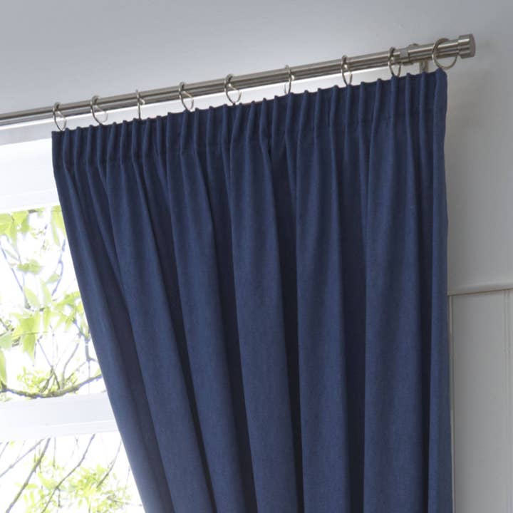 UW Home - Wholesale Curtain - Dijon Pair of Pencil Pleat Curtains by Fusion in Navy1