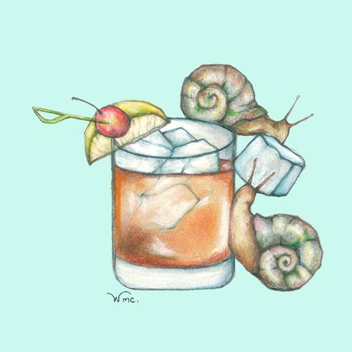 Escargots et Old Fashioned pour la vente par Wendy McCarthy