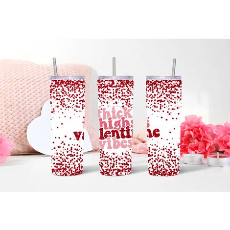 Thick Thighs Valentine's Vibes White Tumbler for wholesale by Easy Teesy Shirts