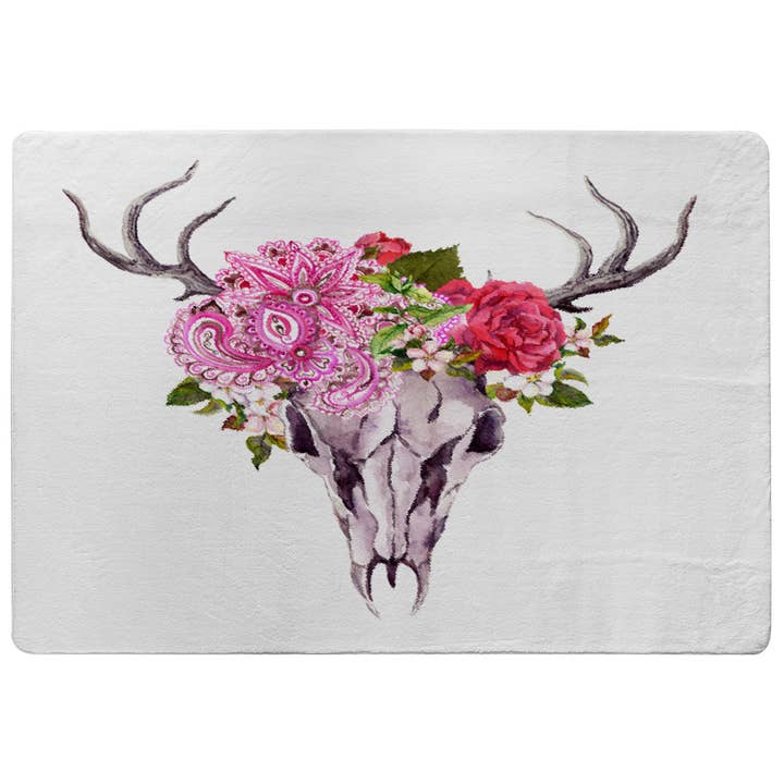 Benjamin Tate Design – wholesale Matta – Hjortdjurskalle med blommor och fjädrar (Matta)