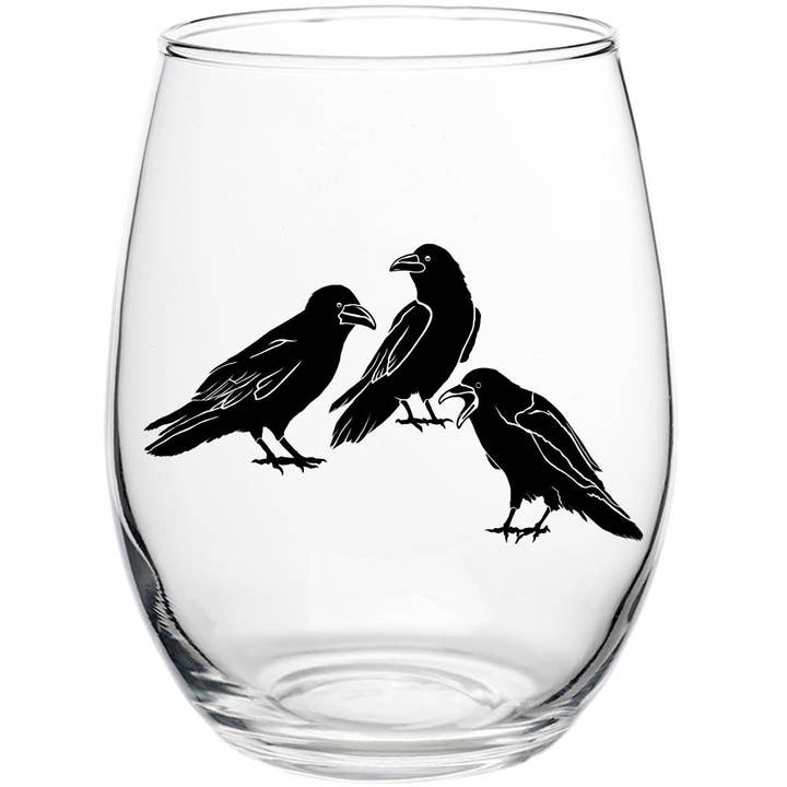 Copo de Vinho Sem Haste Raven's Chat 15 oz por atacado de Salty Raven Glassware