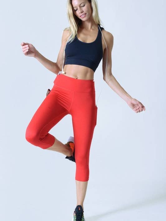 Leggings Capri da allenamento con tasca a vita alta per la vendita all'ingrosso da parte di Timeless Gala