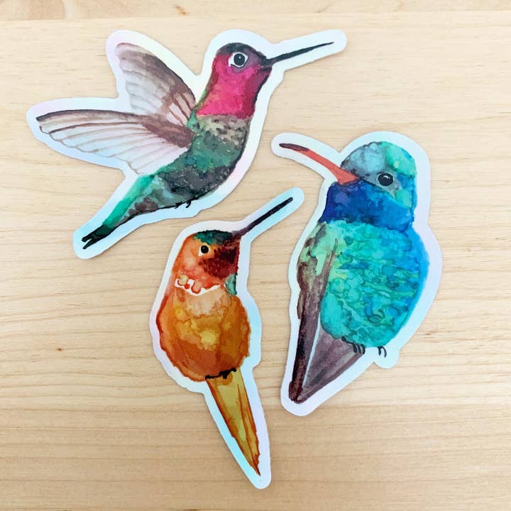 Poppy & Lark - Wholesale Sticker - Sticker Set - Holo Hummingbirds Trio