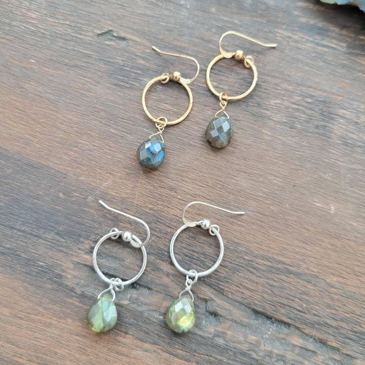 Leo Eleven Jewelry - Wholesale Dangle Earrings - Small Labradorite Dangle Earrings4