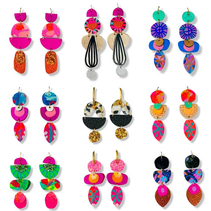 Polka Polly - Wholesale Dangle earrings - Pink Zinnia3