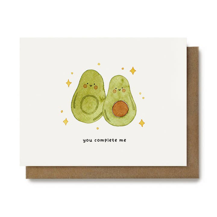 You Complete Me Avocado Pun Card for wholesale by Minna May Design