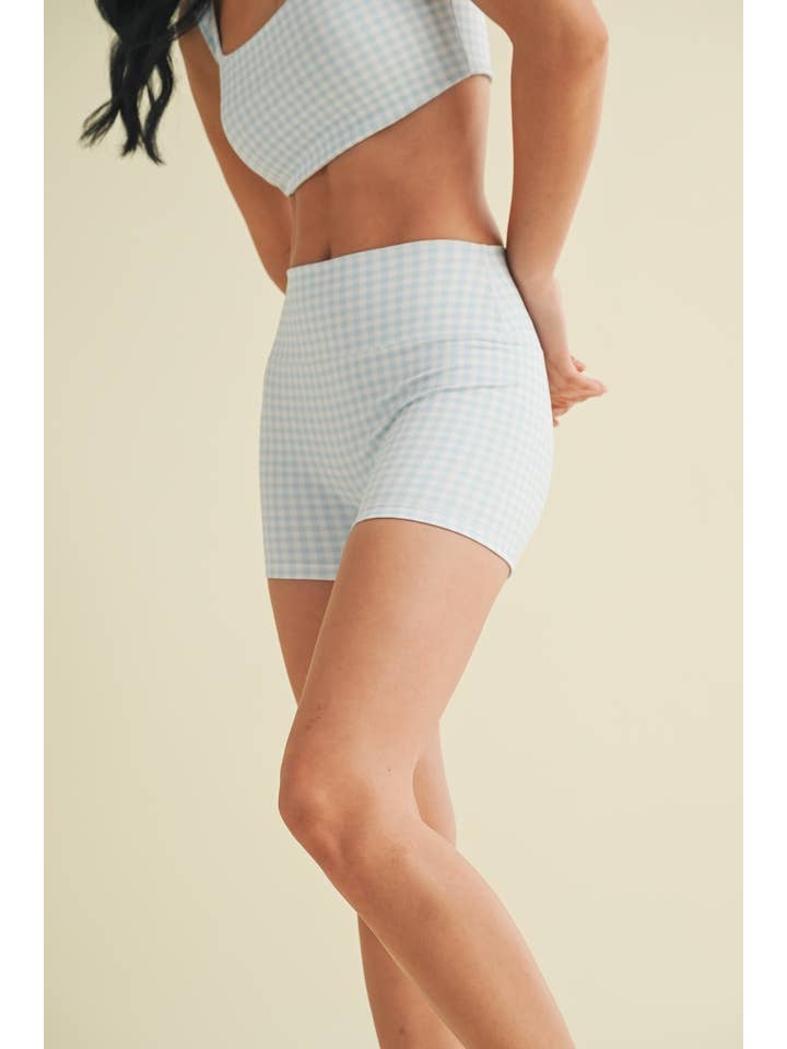 KIMBERLY C - Wholesale Athletic Shorts - Women's - Gingham Print Mid-Rise Mini Shorts40