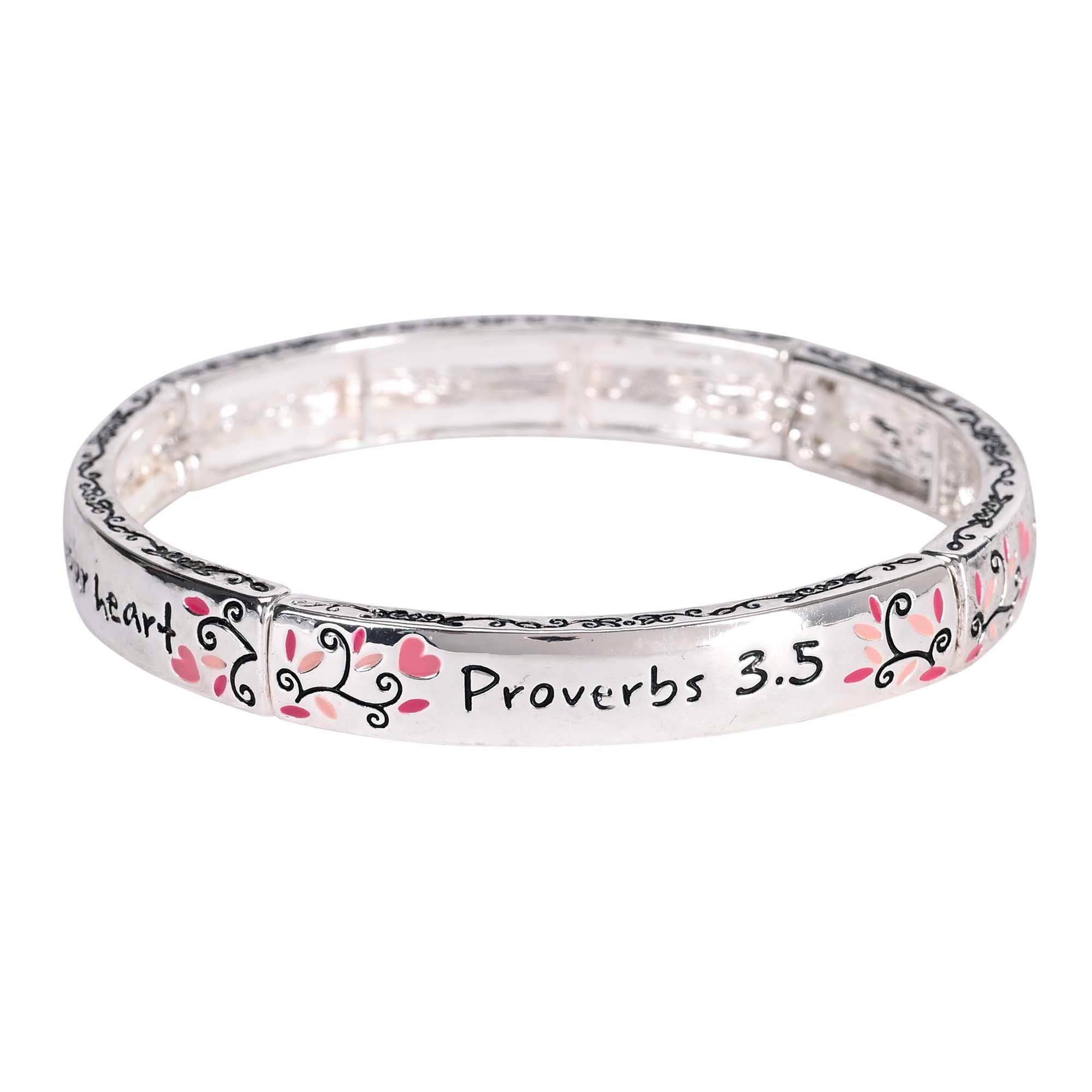 Dicksons - Wholesale Bangle Bracelet - Stretch Bracelet Proverbs 3:5 Floral3