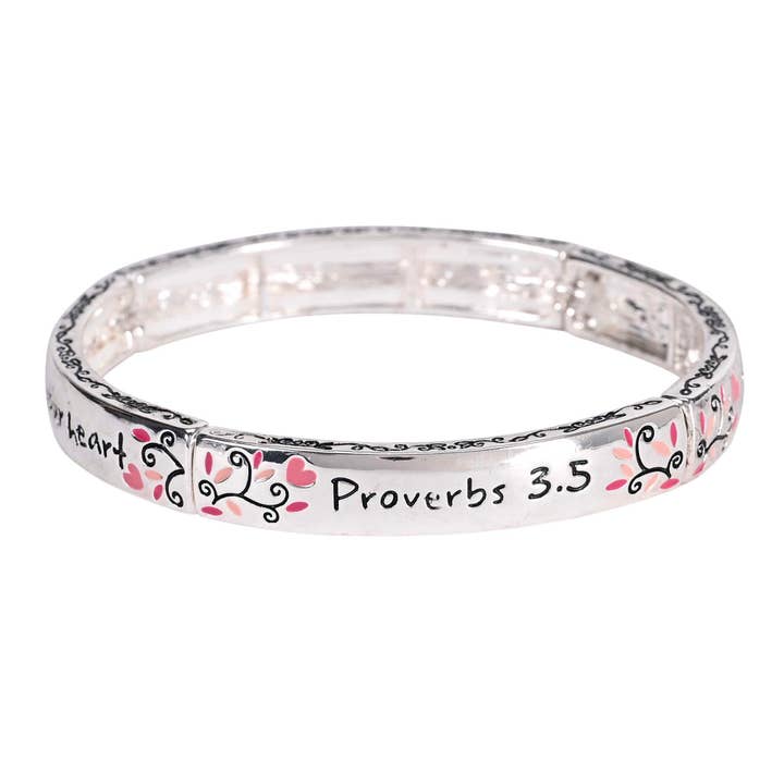 Dicksons - Wholesale Bangle Bracelet - Stretch Bracelet Proverbs 3:5 Floral3
