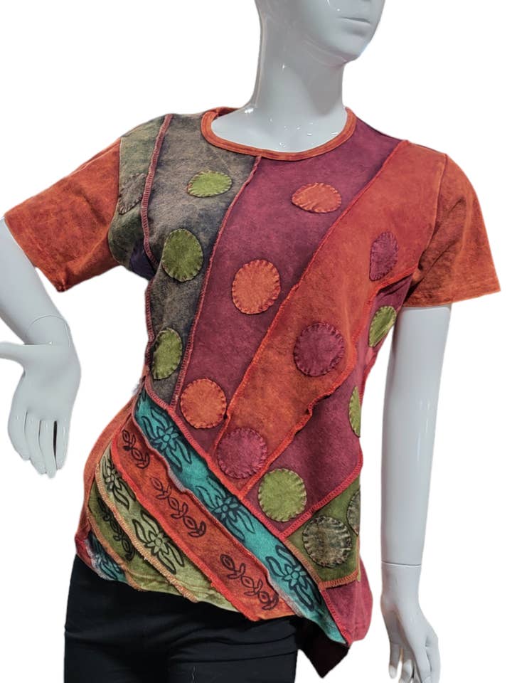 SSS115 Camisa Manga Curta Castanho/Rust Diagonal Rays por atacado de Evergreen Guardian Imports