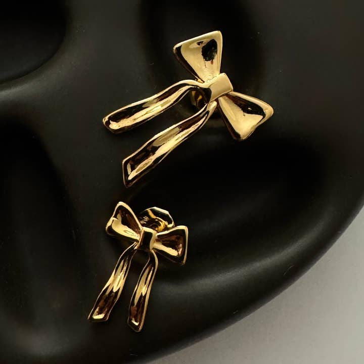 Mini Yasmine Bow Studs- Gold for wholesale by Namaste Jewelry