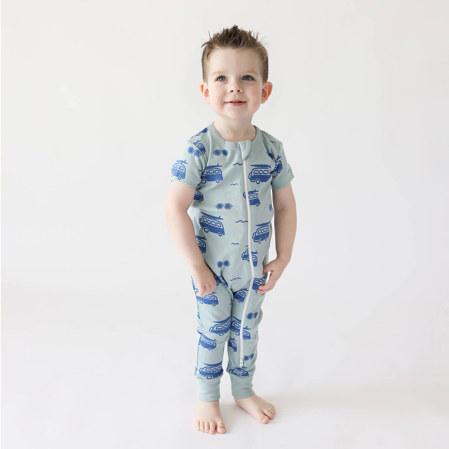 Parade Organics - Wholesale Jumpsuit - Baby - Signature Print '2-Way' Zip Romper - Short Sleeve5