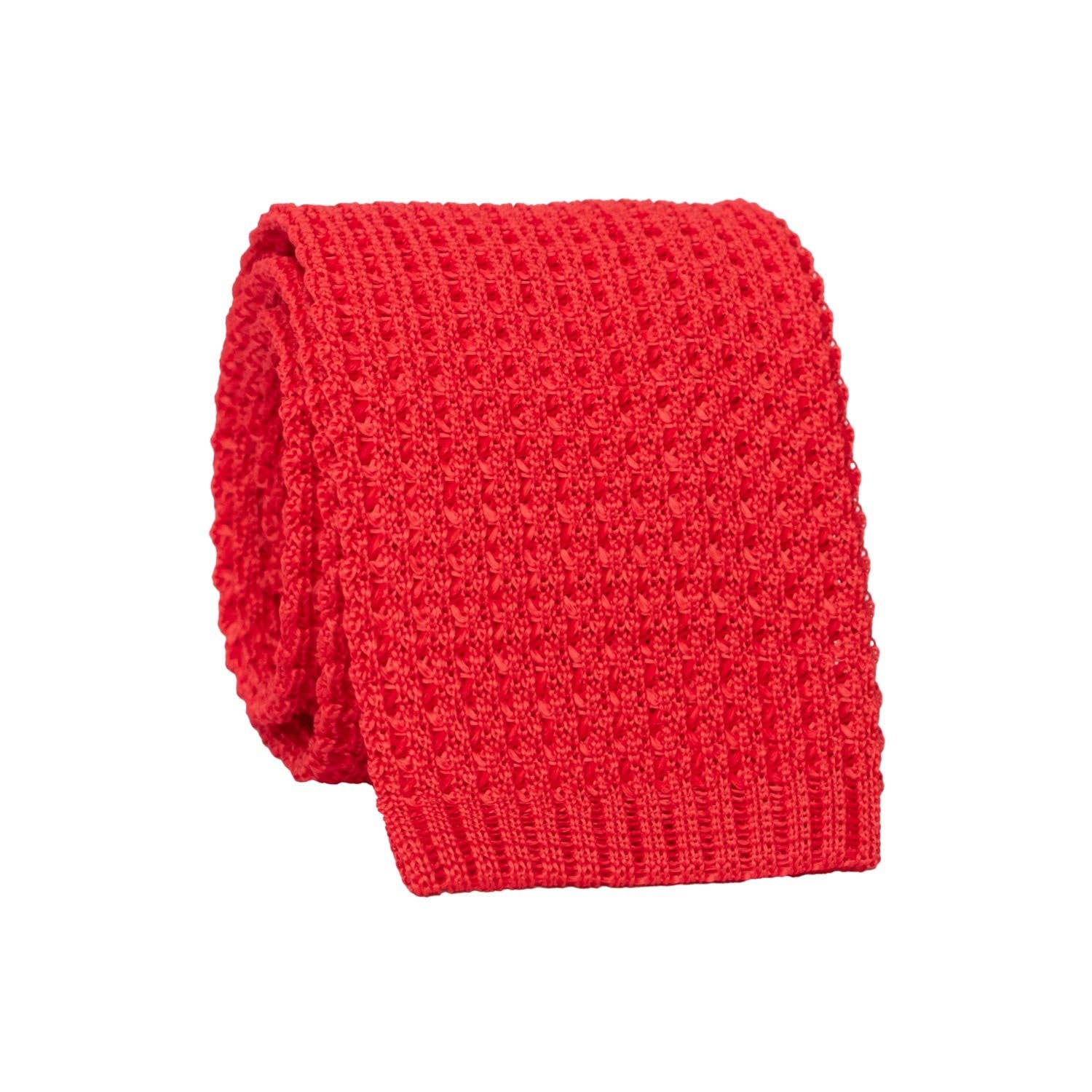 Graffeo Cravatte – wholesale Necktie – Men’s – Solid Red Silk Knit Tricot Tie TRI9403