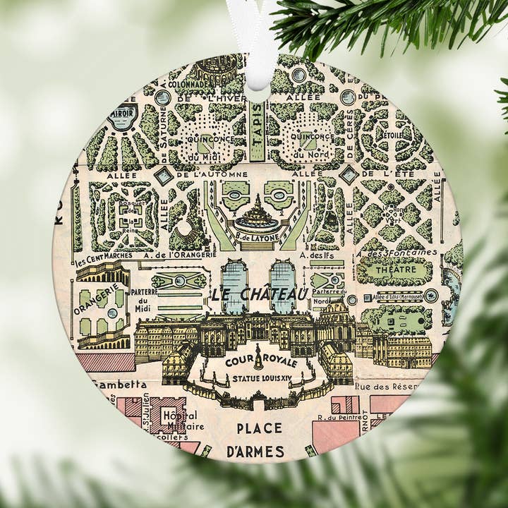 Versailles France Vintage Map Christmas Ornament for wholesale by Daisy Mae Designs