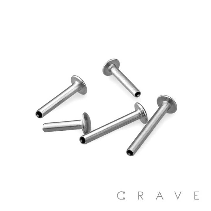 CRAVE BODY JEWELRY - Wholesale Jewelry Set - 10PCS OF 316L SS THREADLESS PUSH IN LABRET FLAT BASE 4MM DIS1
